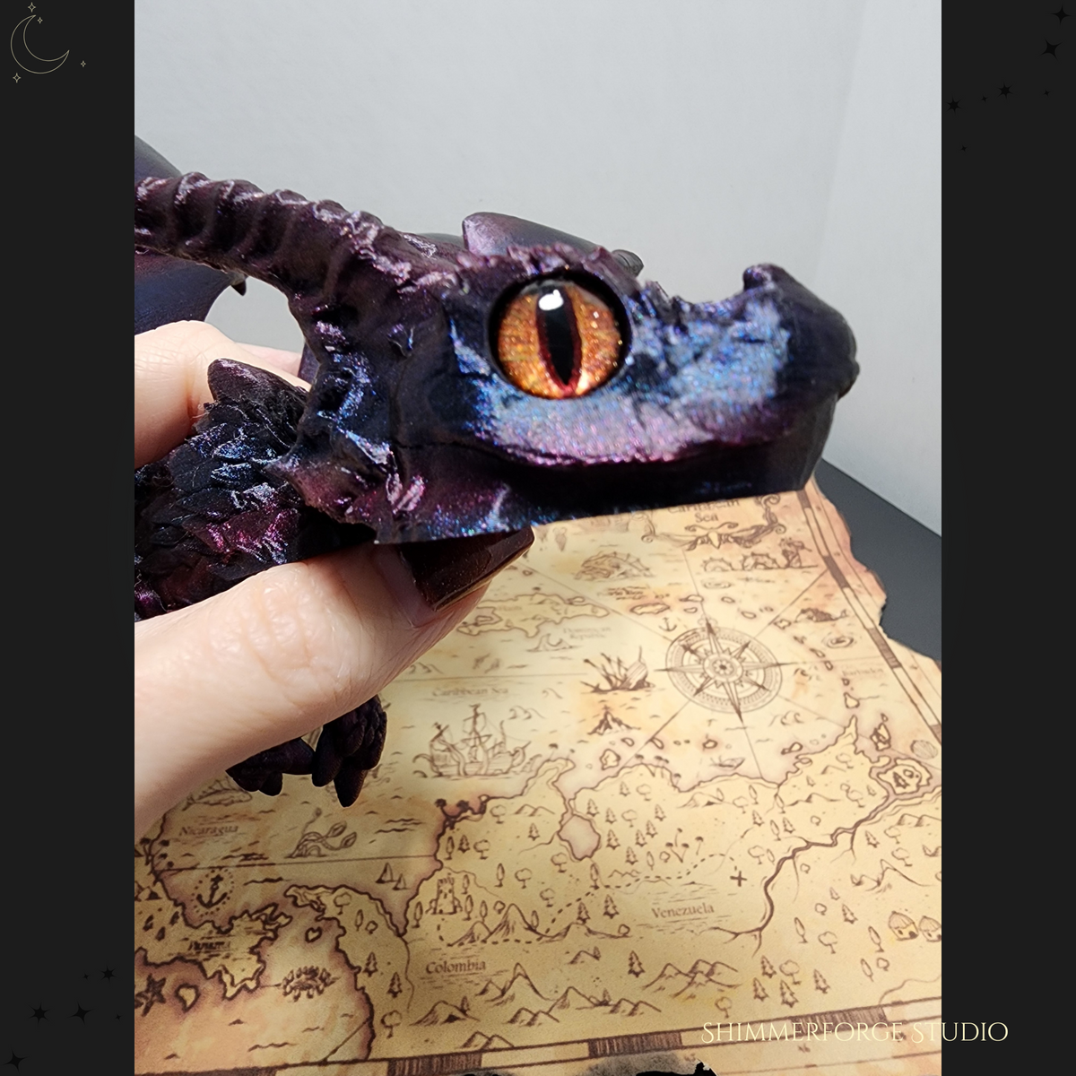 Adoptable Articulated Elder Dragon Noctyrix Eclipse of the Deep Hand-Painted Eyes Poseable Fantasy Dragon Collectible