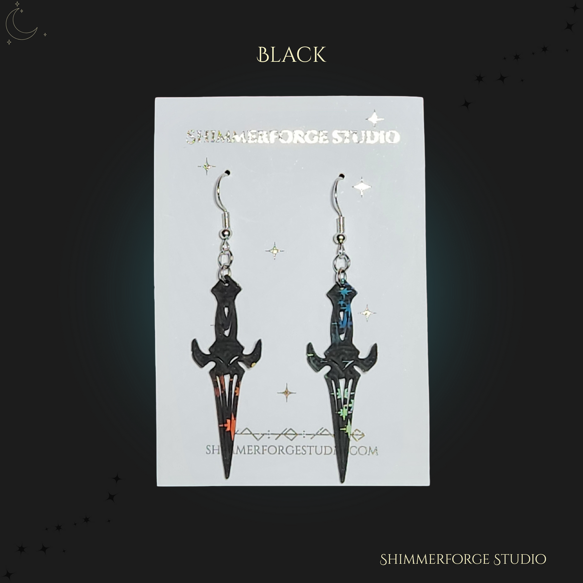 Holographic Dagger Earrings Lightweight Sword Dangle Jewelry Witchy, Gothic, or Fantasy-Inspired Accessory