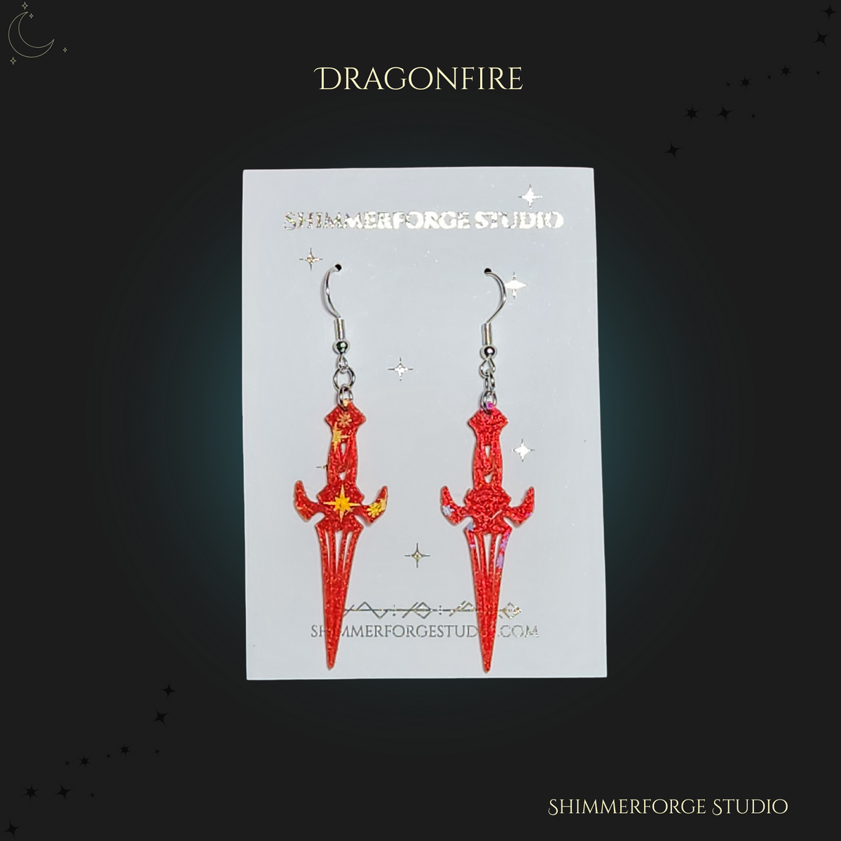 Holographic Dagger Earrings Lightweight Sword Dangle Jewelry Witchy, Gothic, or Fantasy-Inspired Accessory