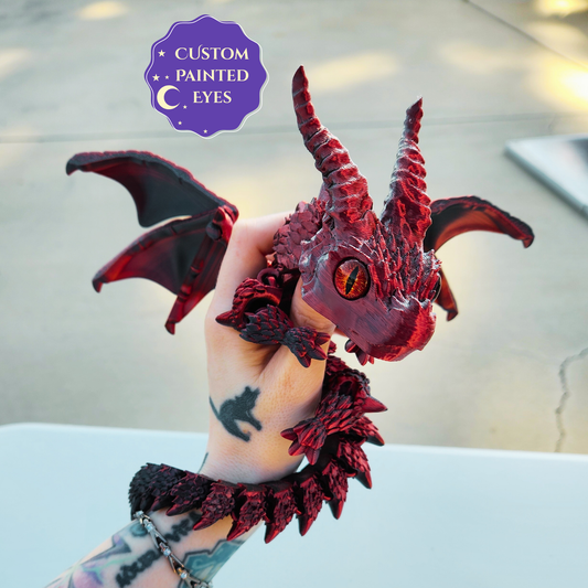Articulated Winged Dragon Poseable Figurine Custom Color Hand Painted Eyes Fantasy Decor Collectible
