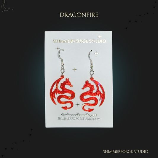 Holographic Dragon Earrings Lightweight Fantasy Dangles Witchy, Gothic, or Cosplay-Inspired Jewelry