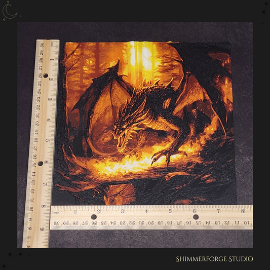 Ashenwild Hueforge Wall Art Fire Dragon Forest Fantasy Decor