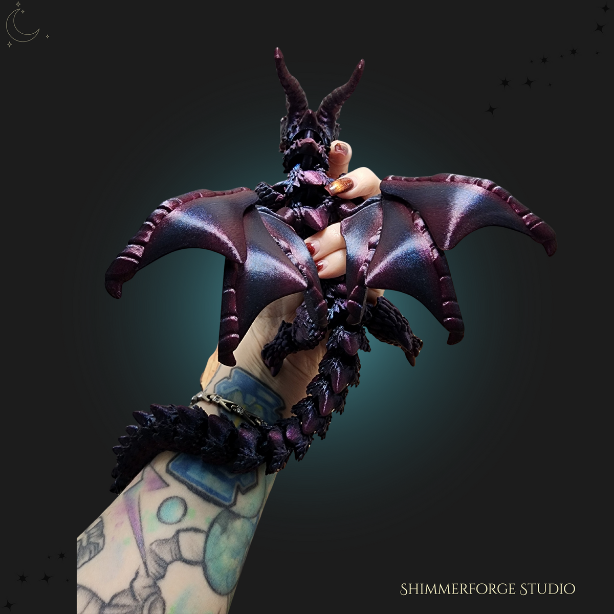 Adoptable Articulated Elder Dragon Noctyrix Eclipse of the Deep Hand-Painted Eyes Poseable Fantasy Dragon Collectible