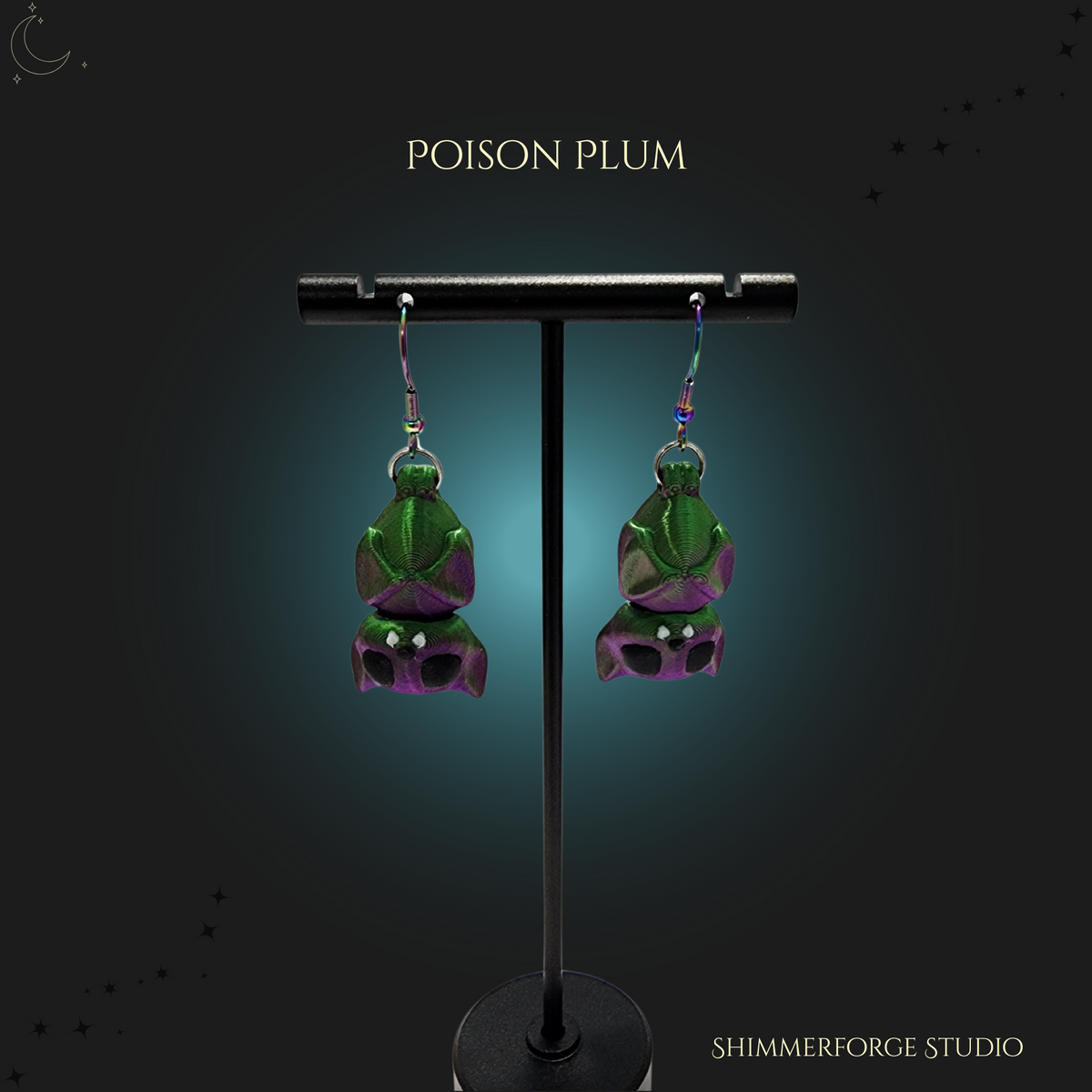 Bat Bobble Dangle Earrings Spooky Halloween Jewelry Lightweight 3D Printed Bat Dangles