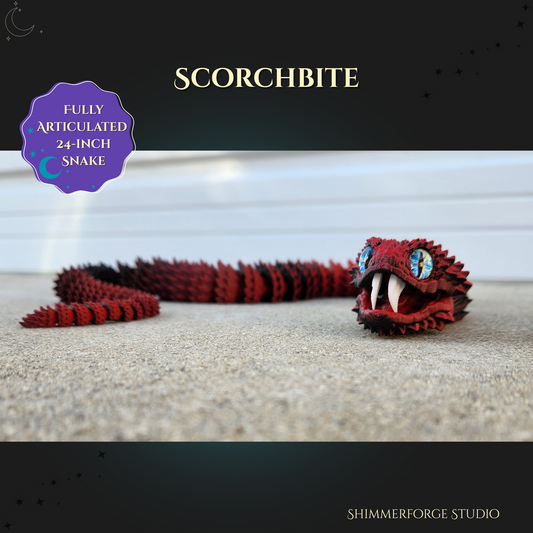 Articulated Bush Viper Snake 24 Inch 3D Printed Poseable Serpent with Fangs Realistic Reptile Figurine