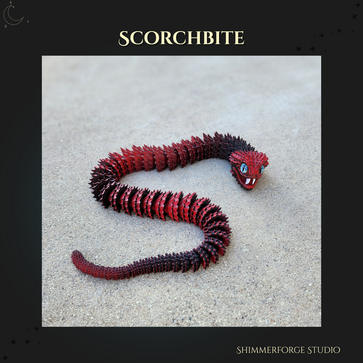 Articulated Bush Viper Snake 24 Inch 3D Printed Poseable Serpent with Fangs Realistic Reptile Figurine