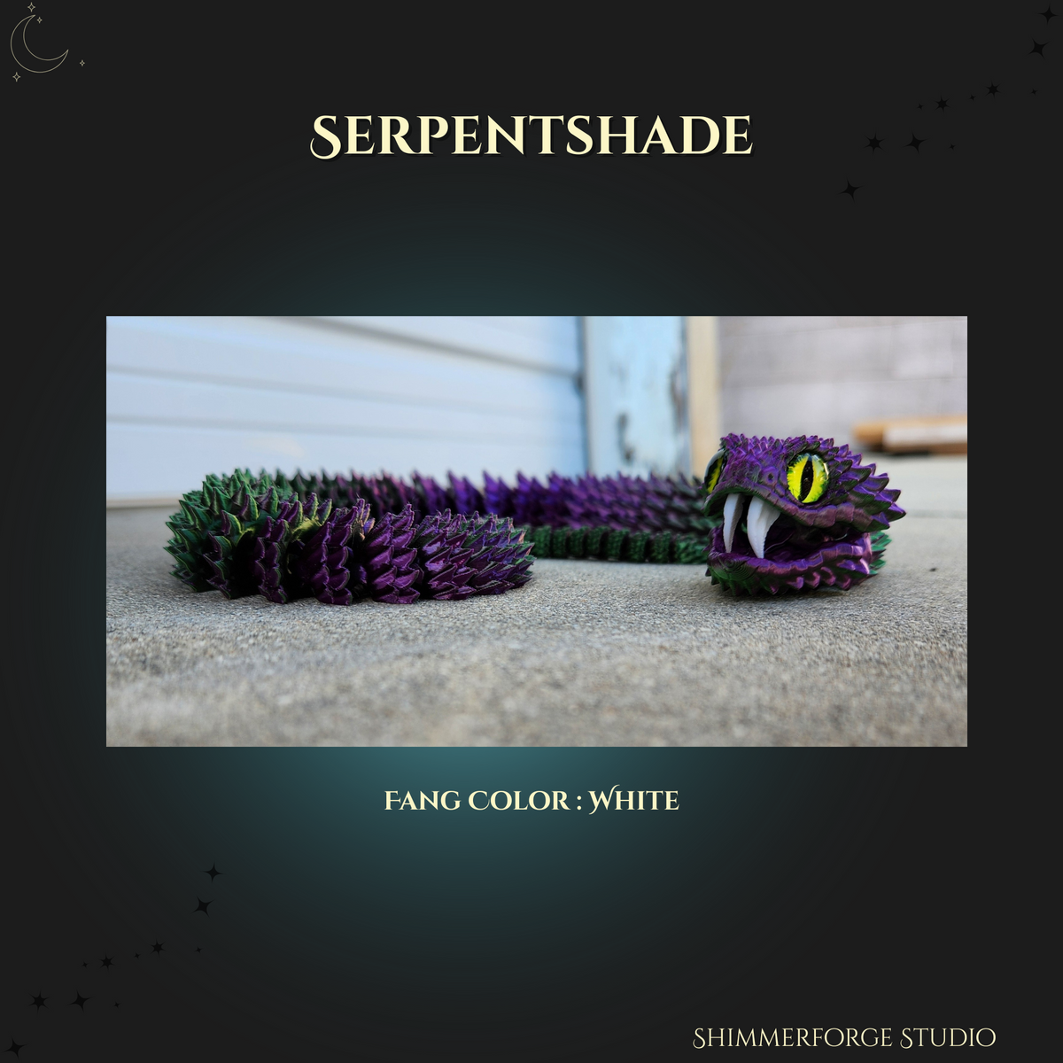 Articulated Bush Viper Snake 24 Inch 3D Printed Poseable Serpent with Fangs Realistic Reptile Figurine