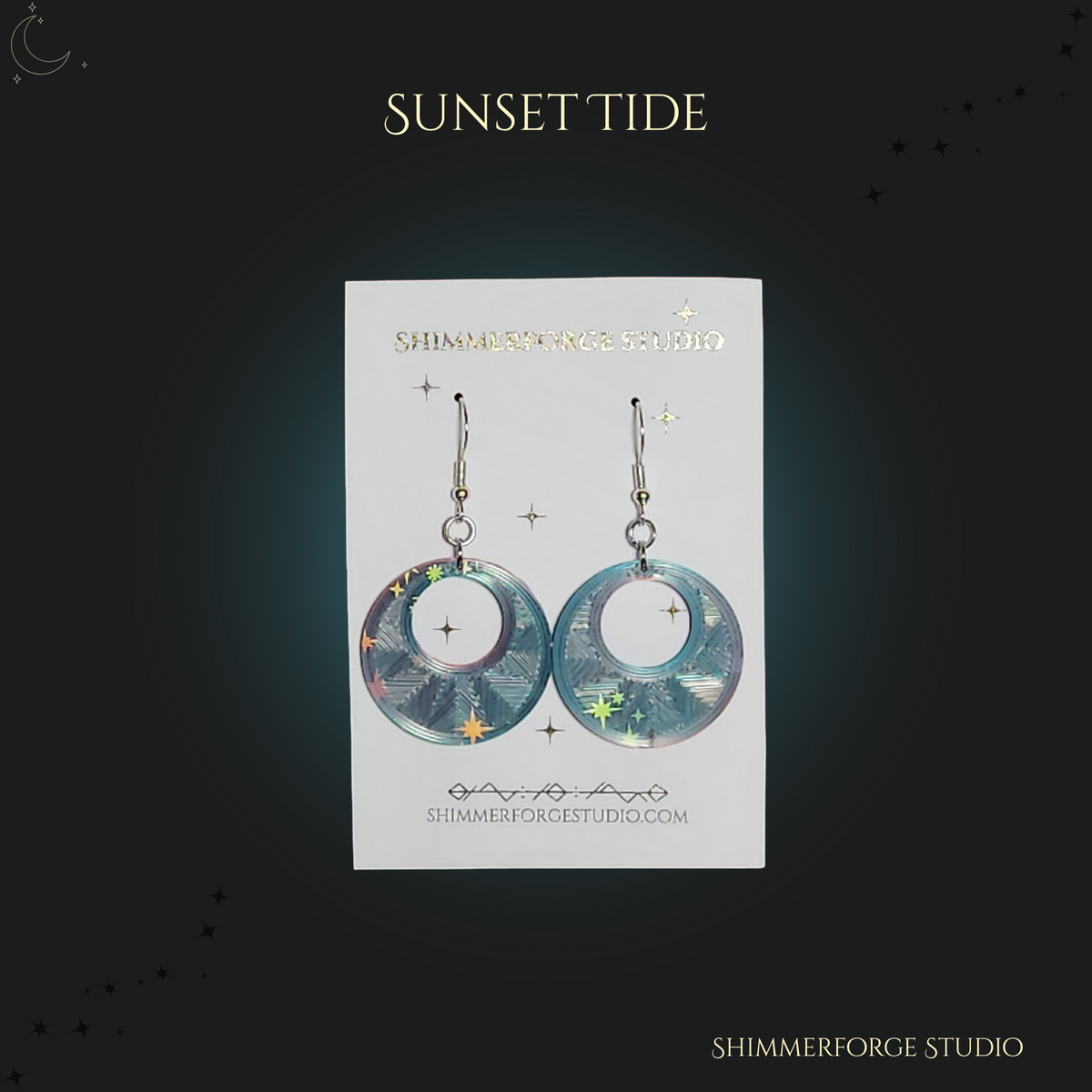 Holographic Dual Color Shimmer Earrings Iridescent Lightweight Dangle Earrings