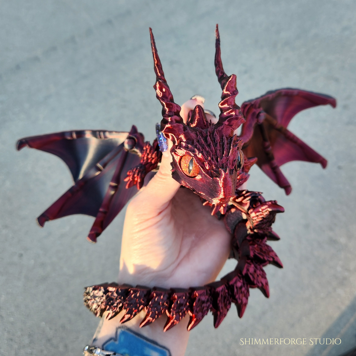 Articulated Winged Dragon Poseable Figurine Sylus Horns Custom Color Fantasy Decor Collectible