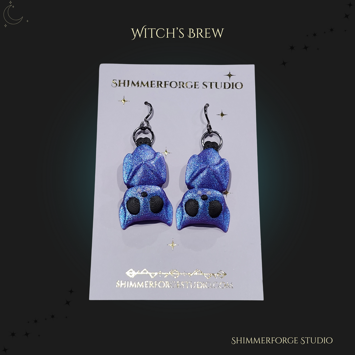 Bat Bobble Dangle Earrings Spooky Halloween Jewelry Lightweight 3D Printed Bat Dangles