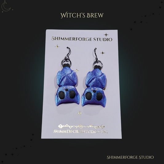 Bat Bobble Dangle Earrings Spooky Halloween Jewelry Lightweight 3D Printed Bat Dangles