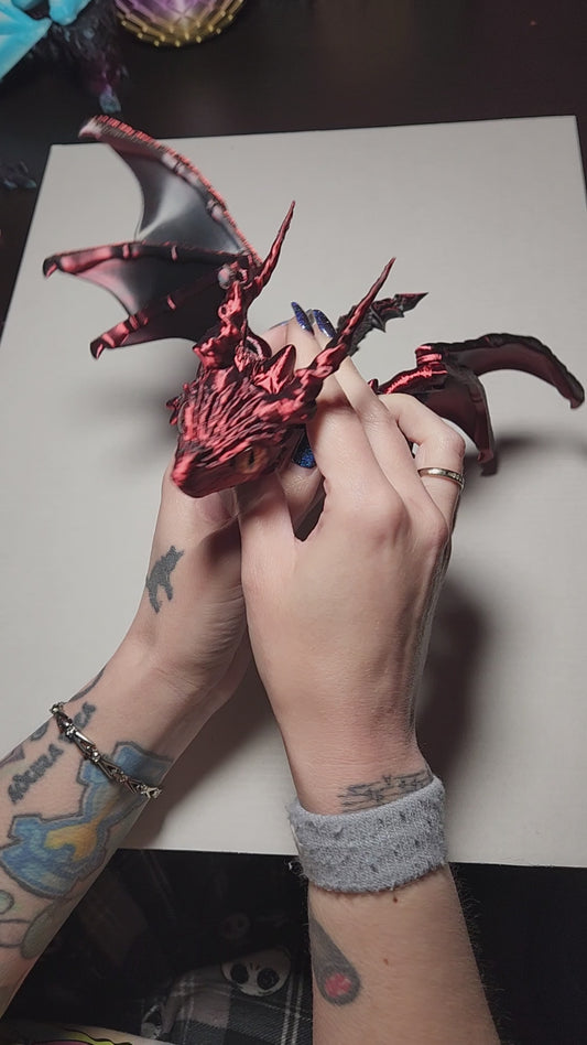 Articulated Winged Dragon Poseable Figurine Sylus Horns Custom Color Fantasy Decor Collectible